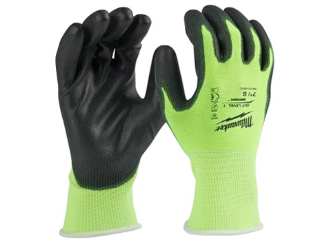 High Visibility Cut Level 1  Polyurethane Dipped Gloves _ 