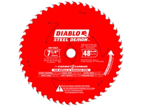 Diablo Steel Cermet 7 1/4&quot; X
48 Tooth Carded Blade
