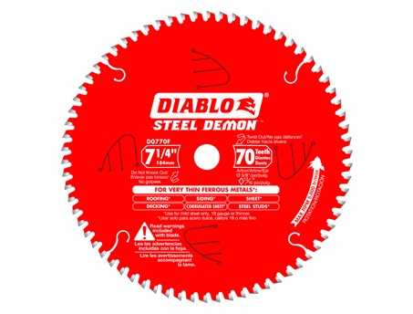 Diablo 7-1/4&quot; x 70 Tooth Steel Demon Carbide-Tipped Saw Blade
