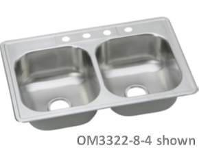 OmniPro 33 x 22 x 8 3-hole   Double Bowl Sink Stainless