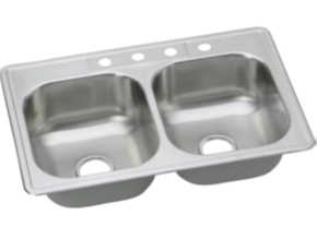 OmniPro 33 x 22 x 8 4-hole Double Bowl Sink Stainless