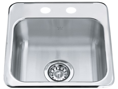 Product QSL1515-6-2N: Franke 15 x 15 X 6 Single Bowl  Top Mount SS Bar Sink, 2-Hole 